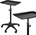 Rolling Salon Tray, Adjustable Salon Tray on Wheels, Premium Aluminum Tattoo Tray Cart for Spa Clinic, Black