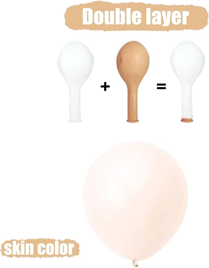Blush Pink Balloons, 60 Packs 12 Inch Retro Pink Double Stuffed Nude Beige - Image 7