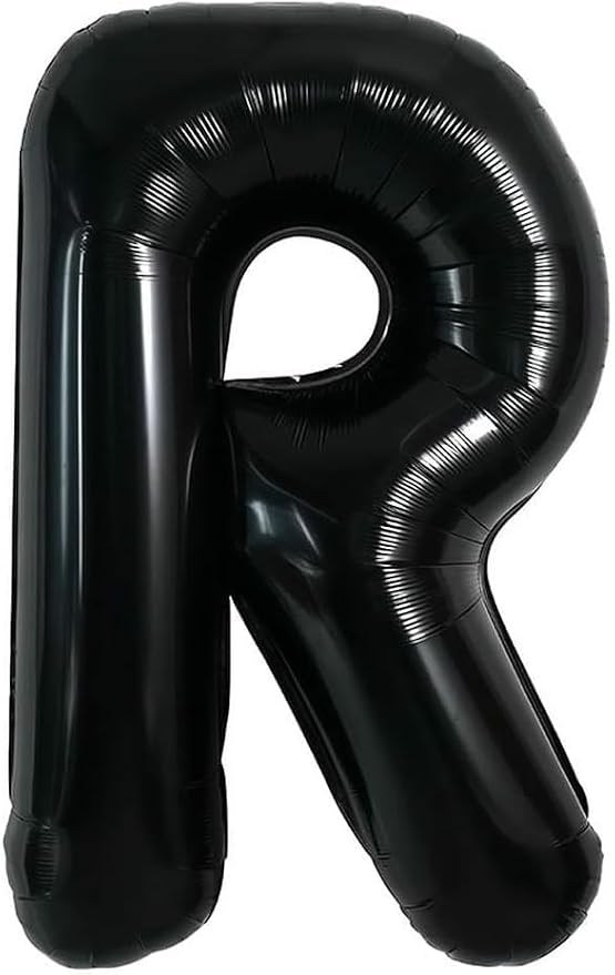40 Inch Black Letter R Foil Balloon, Large Jumbo Mylar Helium Alphabet Balloon by Unknown