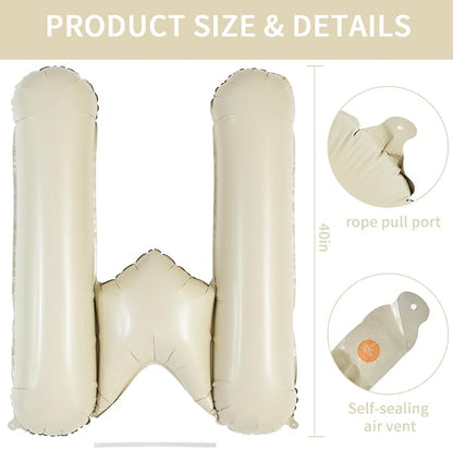 TONIFUL 40 Inch Large Cream White Letter W Balloons Giant Alphabet Letter - Image 2