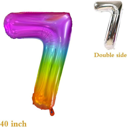 Rainbow Number 7 Balloon 40 Inch Rainbow 7 Balloon Giant Helium Foil Number 0 - Image 7