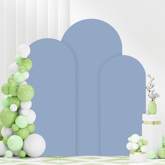 FANPROMS Set of 3 Wedding Arch Cover 6FT 6.6FT 7.2FT Dusty Blue Round Top - Image 4