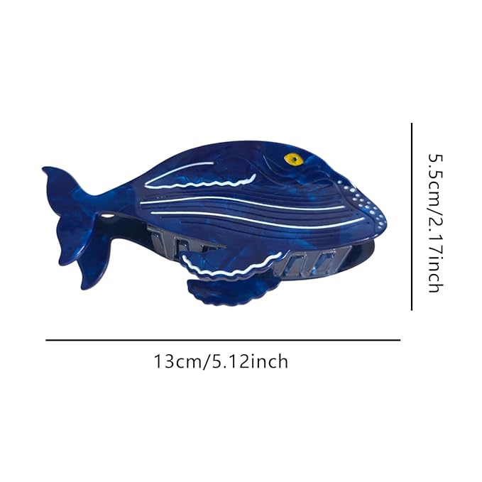 Novelty Blue Whale Hair Clips,Cute Acetate Hair Clip,Big Claw Clips for Women