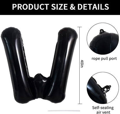 TONIFUL 40 Inch Large Black W Letter Balloon - Image 2
