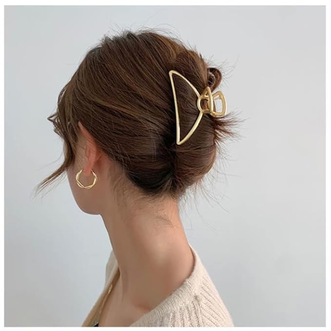 4 Pieces Metal Hair Claw Clips Set, 3 Inches Large Size Hair Catch Barrette Jaw Clamp Half Bun Hairpins for Women, Hair Accessories