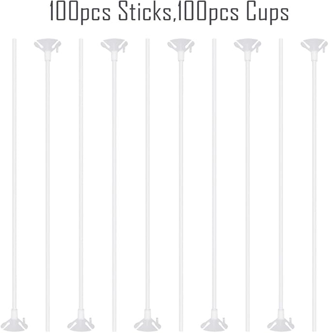 PP OPOUNT Upgraded Version 100 Pieces White Plastic Balloon Sticks Holders | - Image 2