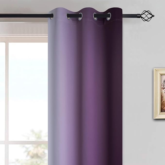 Yakamok Ombre Curtains Purple and Greyish White - Image 3