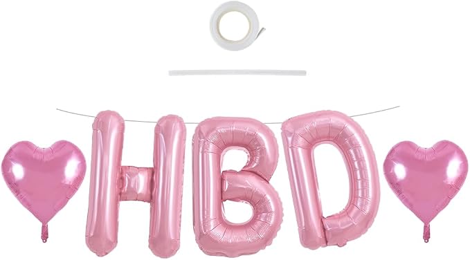 TONIFUL Light Pink Big HBD Letter Happy Birthday Balloons Banner 40 Inch Pastel by TONIFUL