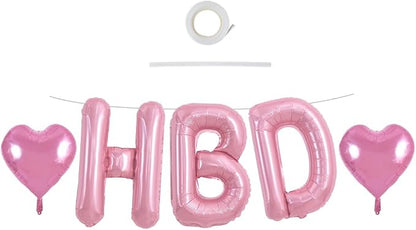 TONIFUL Light Pink Big HBD Letter Happy Birthday Balloons Banner 40 Inch Pastel by TONIFUL