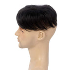 H&Bwig toupee for men, Short Toppers Hairpiece Clip in Hair Extensions for Covering White Loss Hair Toupee (Natrual Black), include Mens toupee tape