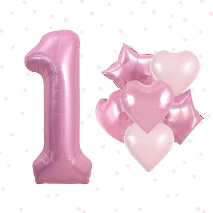 TONIFUL 1st Birthday Balloons Kit 40 Inch Pink Large Number 1 Foil Balloon | by TONIFUL