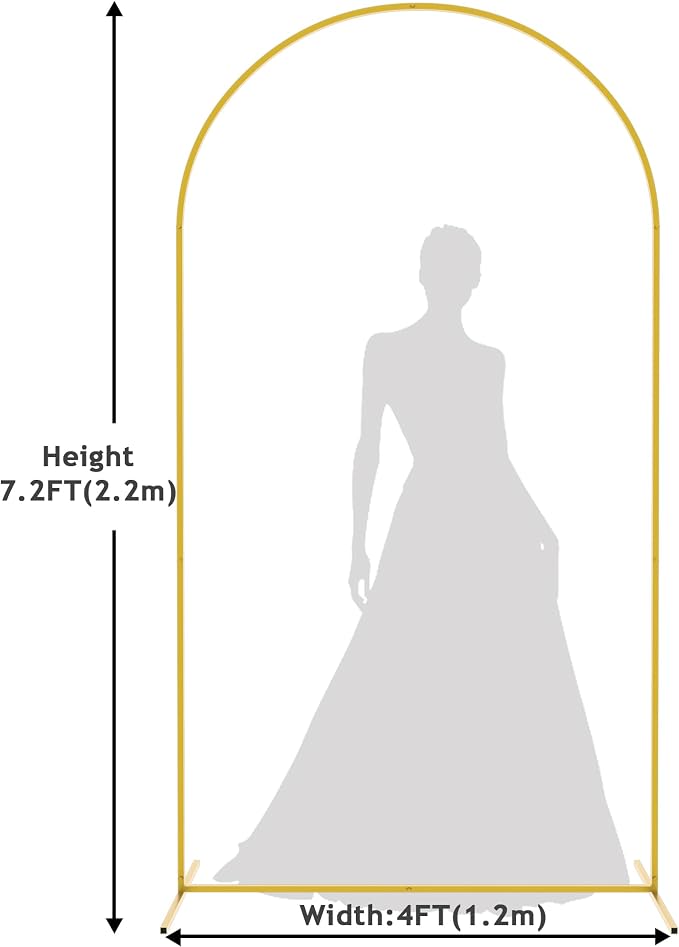 Asee'm 7.2FT Gold Metal Arch Backdrop Stand Wedding Balloon Background | Arched - Image 2