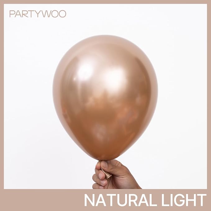 PartyWoo Metallic Rose Gold Balloons 130pcs Chrome Champagne Gold Color | - Image 2