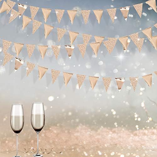 30Ft Champagne Gold Party Decorations Triangle Pennant Banner Gold Hanging - Image 4