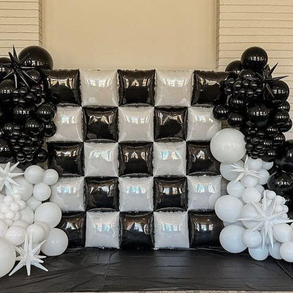 HILAVO Black and White Square Foil Balloon Wall - Image 6