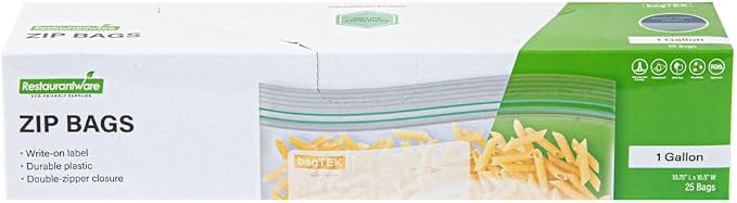 Restaurantware-Bag Tek 1 Gallon Storage Zip Bags, 1000 Disposable Zipper Pouch - Image 2