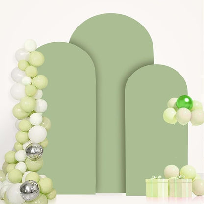 FANPROMS Sage Green Wedding Arch Cover Set of 3 Spandex Fitted Arch Backdrop - Image 5