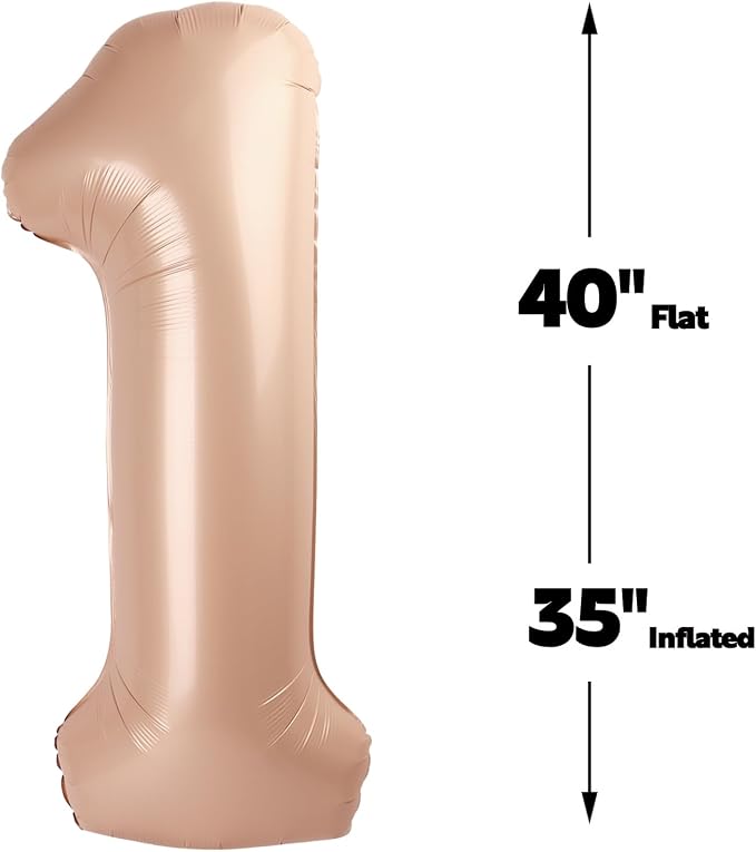 Light Brown Number 1 Balloon 40 inch, 1st Birthday Party Balloons Decoration | - Image 3