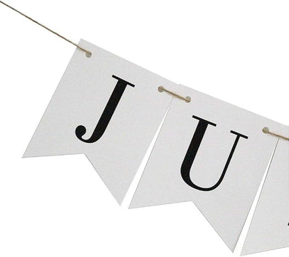 Vintage Just Married Banner Wedding Bunting Photo Booth Props Signs Garland - Image 5