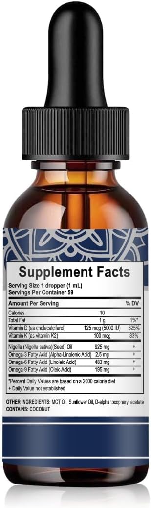 Black Seed Oil – Organic Cold Pressed 2 Fl Oz | Supports Immunity, Skin, Hair & Digestion | 100% Pure Nigella Sativa Oil, Non-GMO