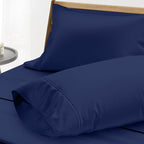 THREAD SPREAD 100% Pure Cotton Pillowcases Set of 2-1000 TC Egyptian Quality Cotton Pillow Cases, Indigo Blue Standard/Queen Pillowcase Set, Extra Long-Staple, Soft Sateen Weave Bed Pillow Covers