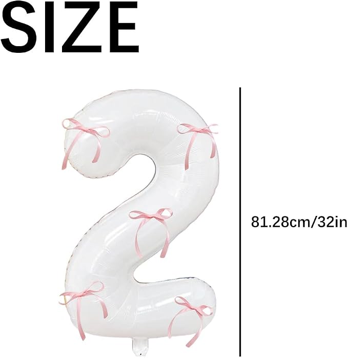 32 Inch White Number Foil Balloon - Image 4