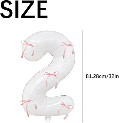 32 Inch White Number Foil Balloon - Image 4