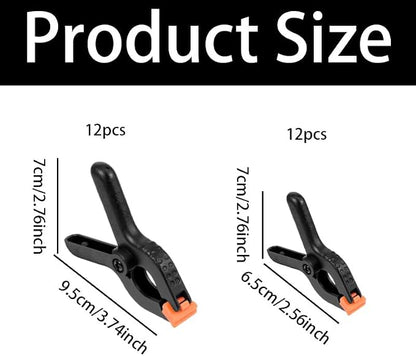 24-Pack Black Plastic Spring Clamps – Anti-Slip Balloon Arch & Backdrop Clips - Image 2