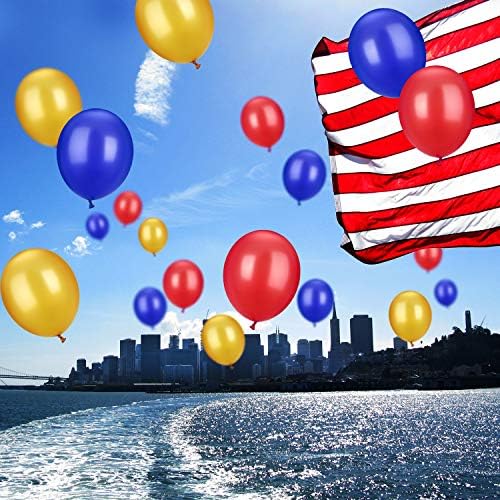 TecUnite 100 Pcs Red Blue Yellow Latex Balloons 13 Inch Colorful Round Balloons - Image 4