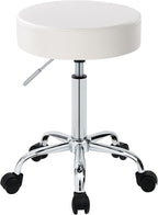 DUHOME 410 Height Adjustable Swivel Rolling Chair Massage Medical Clinic Tattoo Spa Salon Stool with Wheels (White)