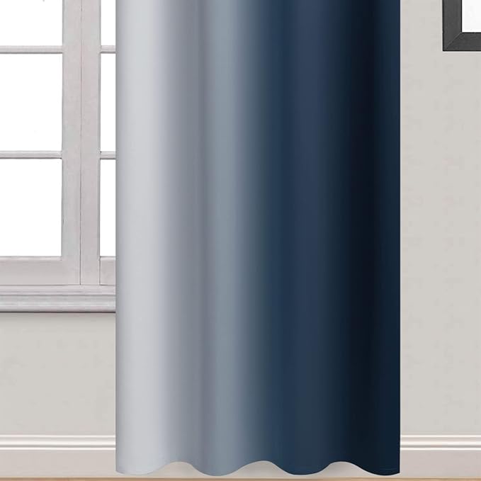 Yakamok Ombre Curtains Navy Blue and Greyish White - Image 4