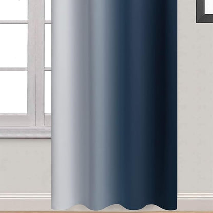Yakamok Ombre Curtains Navy Blue and Greyish White - Image 4