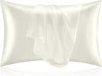 BEDELITE Satin Pillowcase for Hair and Skin, Super Soft and Cooling Similar to Silk Pillow Cases 2 Pack with Envelope Closure, Gift for Women Men(20"x40" King Size, Ivory)