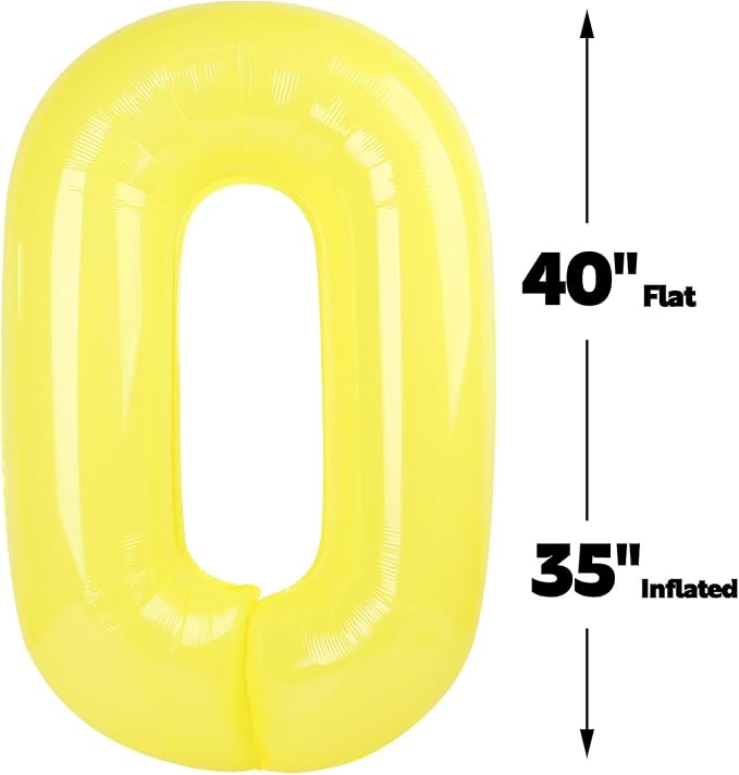 Yellow Number 0 Balloon 40 inch, Balloon numbers party supplies, deco photo - Image 3