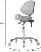Adjustable Hydraulic Roller Saddle - Heavy Duty (450 lbs) - Beauty Salon, Massage, Clinic and Office - Grey