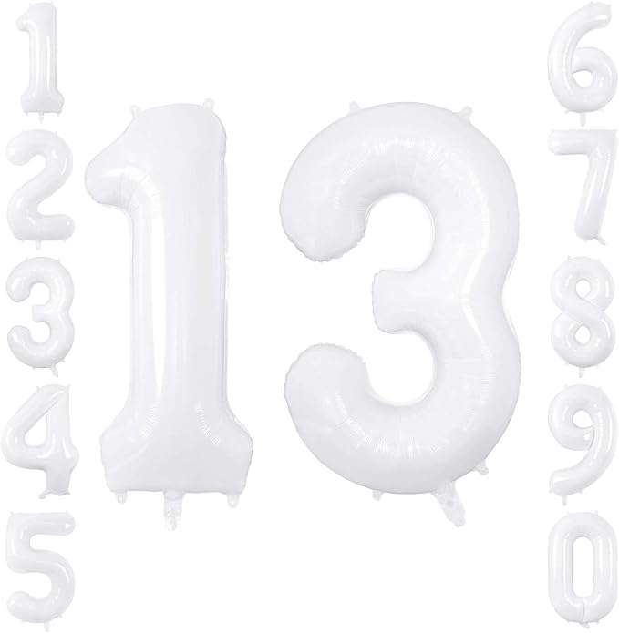 White Number 13 Balloon 40 Inch, Large Matte White 1 and 3 Foil Balloons Set by Unknown
