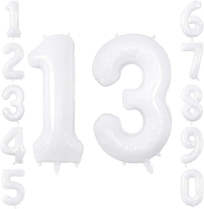 White Number 13 Balloon 40 Inch, Large Matte White 1 and 3 Foil Balloons Set by Unknown