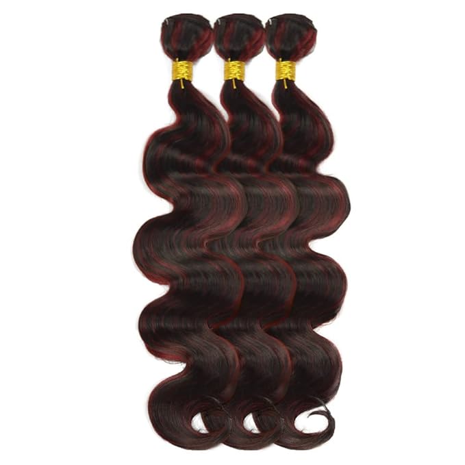 30 32 34 Inch Red Bundles Human Hair Highlight Body Wave Bundles Niegmeag Peruvian Virgin Remy Burgundy Bundle Double Weft Hair Weave