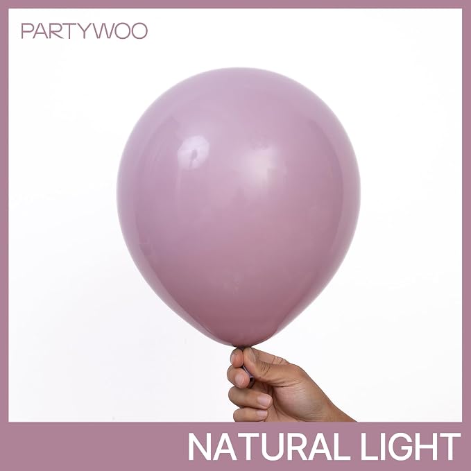 PartyWoo Dusty Purple Balloons 100pcs Lavender Boho Neutral Color | 18 12 10 5 - Image 3