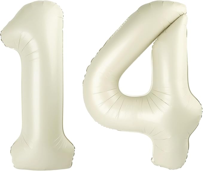 Number 14 Balloons 40 Inch for 14 41 Birthday Party Decoration, Cream White | by Mluchee