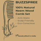 Natural Neem Wood Comb Set of 2 [Wave Lily & Wave Handle] – Wide & Fine Tooth Handmade Wooden Hair Combs for Men & Women | Eco-Friendly, Plastic-Free, Scalp Comb for Gentle Hair Care