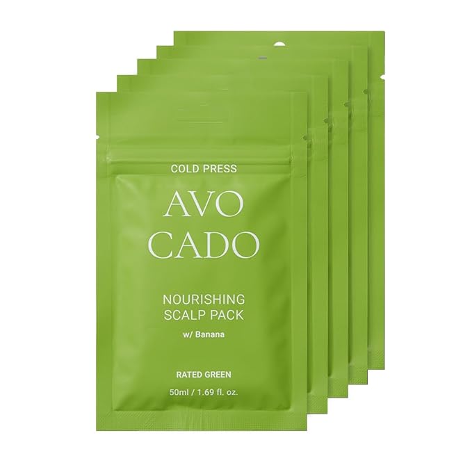 "RATED GREEN Cold Brew Avocado Nourishing Scalp Pack w/Banana, 1.69 Fl. Oz Deep Conditioning, Hydrating Hair Mask for Dry Damaged Hair, Pack of 5"