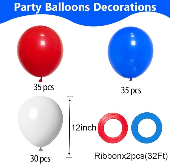 100pcs Red White and Blue Latex Balloons 12 Inch 4th of July Balloons - Image 2