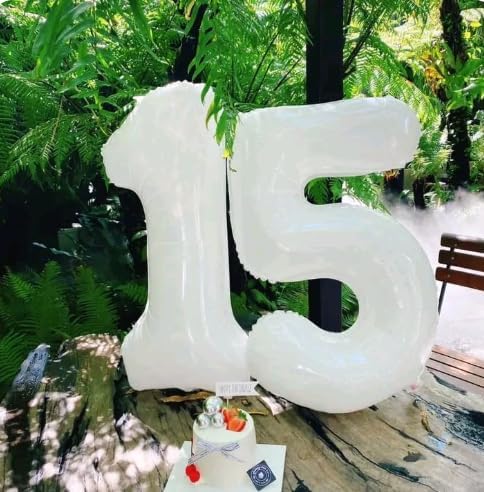 White Number 5 Balloon 40 inch, Balloon numbers party supplies, deco photo shoot - Image 5