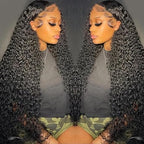 13x6 Deep Wave Lace Front Wigs Human Hair 200% Density HD Lace Front Wigs Human Hair Pre Plucked Natural Color Glueless Wig 100% Virgin Lace Front Wigs for Women（28inch）