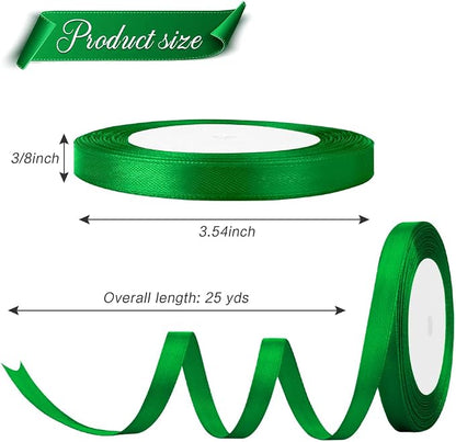 Green Ribbon Christmas Ribbons, 3/8 Inch 25 Yards Emerald Green Ribbon - Image 2