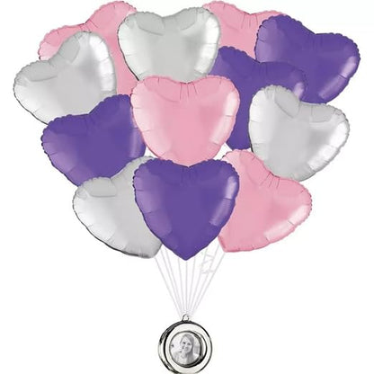 Round Silver Photo Frame Plastic Balloon Weight - Image 3