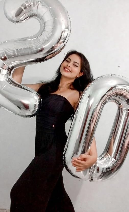 Silver Number 0 Balloon 40 inch, Balloon numbers party supplies, deco photo - Image 6