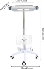 Medical Cart, Rolling Salon Cart with Wheels, Mobile Trolley Stand 33.46"-43.71" Height Adjustable for Salons Instruments Offices Hotels,with a Basket and Fix Holders