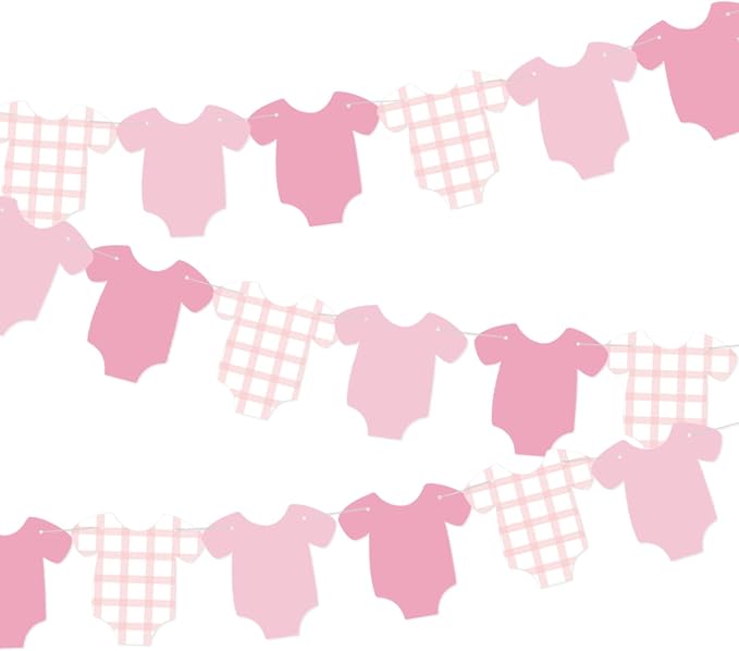 Weysat 2 Pcs Baby Clothes Banner Baby Girls Shower Decorations Pink Bodysuit by Weysat